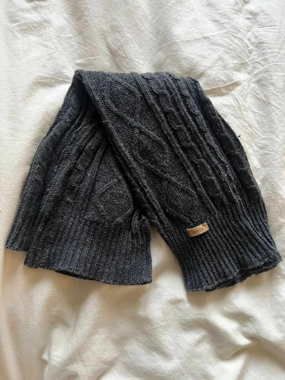 Toesox Knee High Leg Warmers Charcoal Grey One Size Wool Blend Cable Knit Yoga